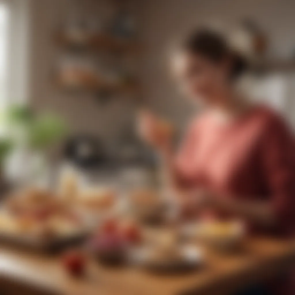 Happy individual enjoying snacks at home