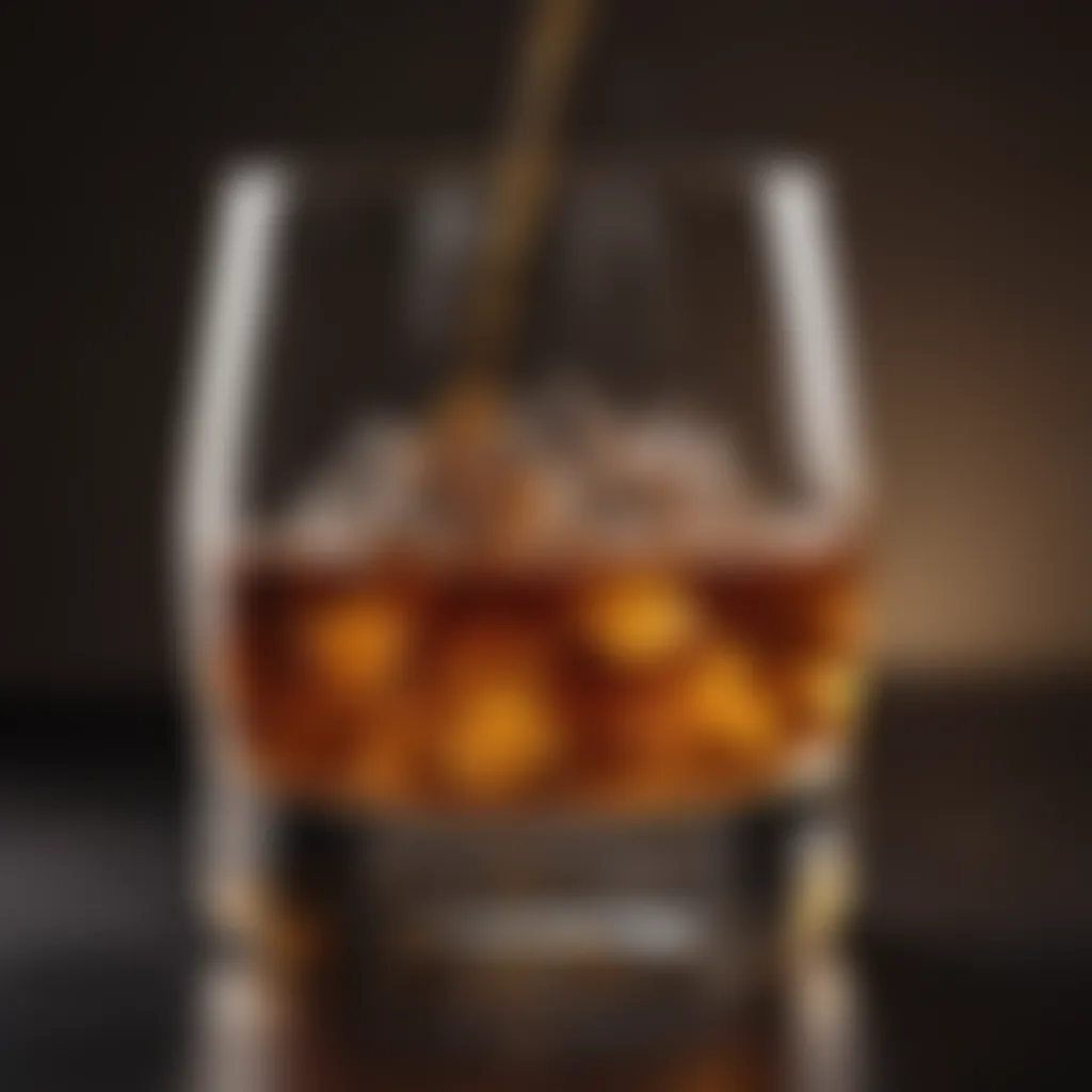 An elegant whisky glass filled with amber liquid, reflecting the artistry of whisky crafting.