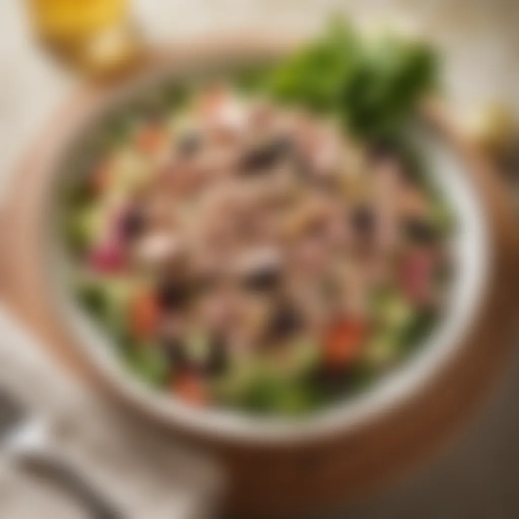 Traditional Mediterranean tuna salad with olives