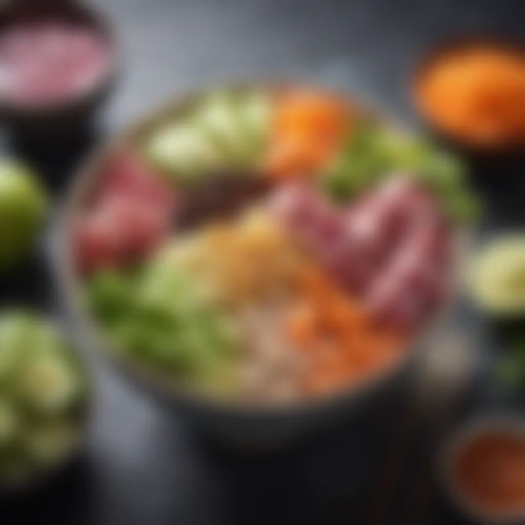 A colorful tuna poke bowl with fresh vegetables