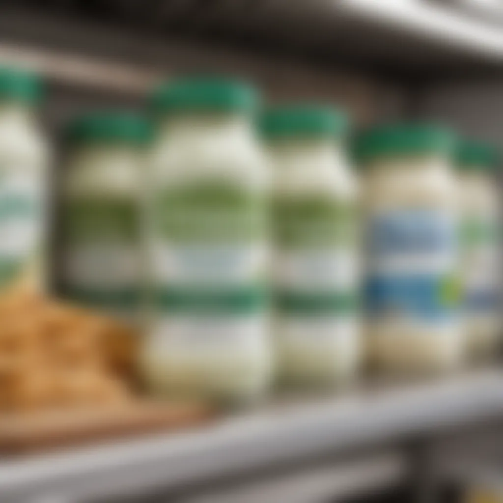 Selection of tzatziki sauce jars on a Walmart shelf