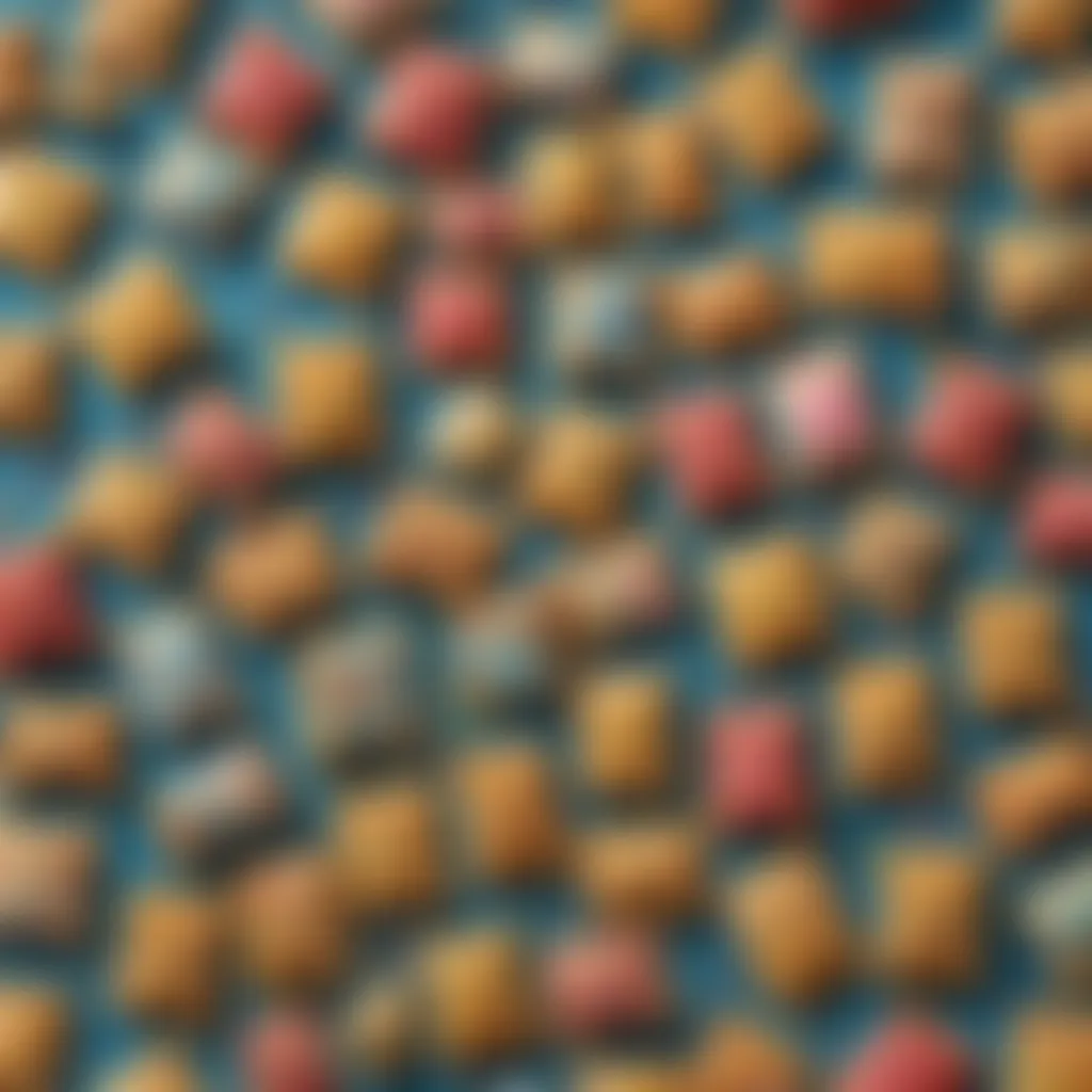 A colorful display of various unfrosted Pop-Tarts flavors arranged artistically
