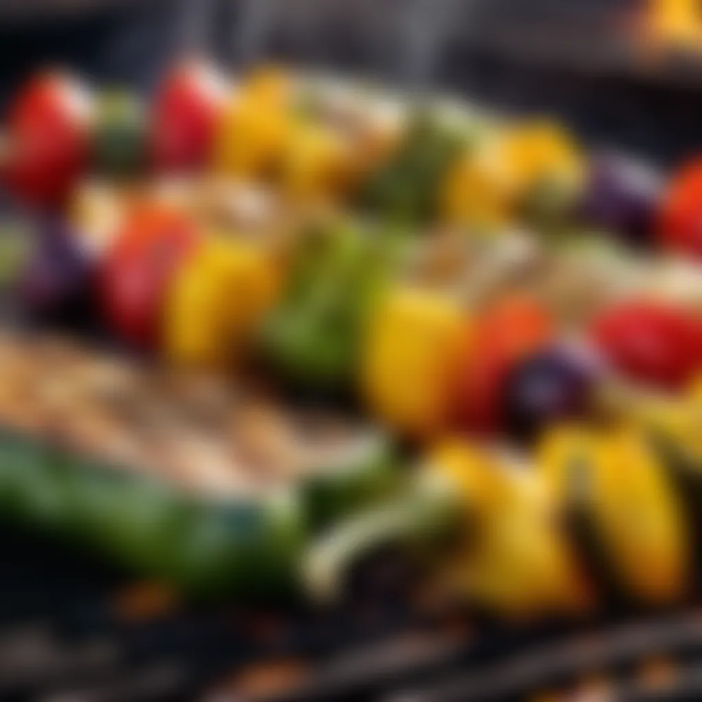 Creative representation of grilled vegetables on a smoky barbecue