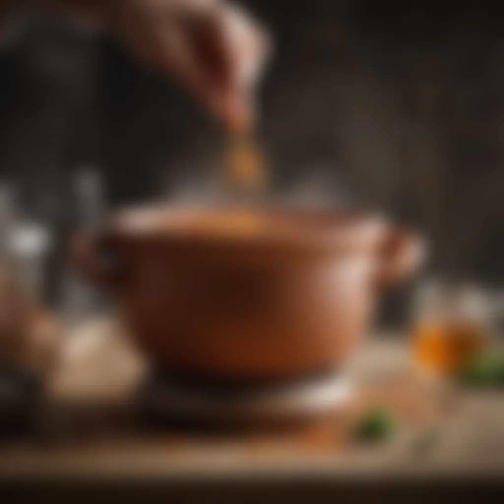 Clay steamer pot enhancing culinary creations