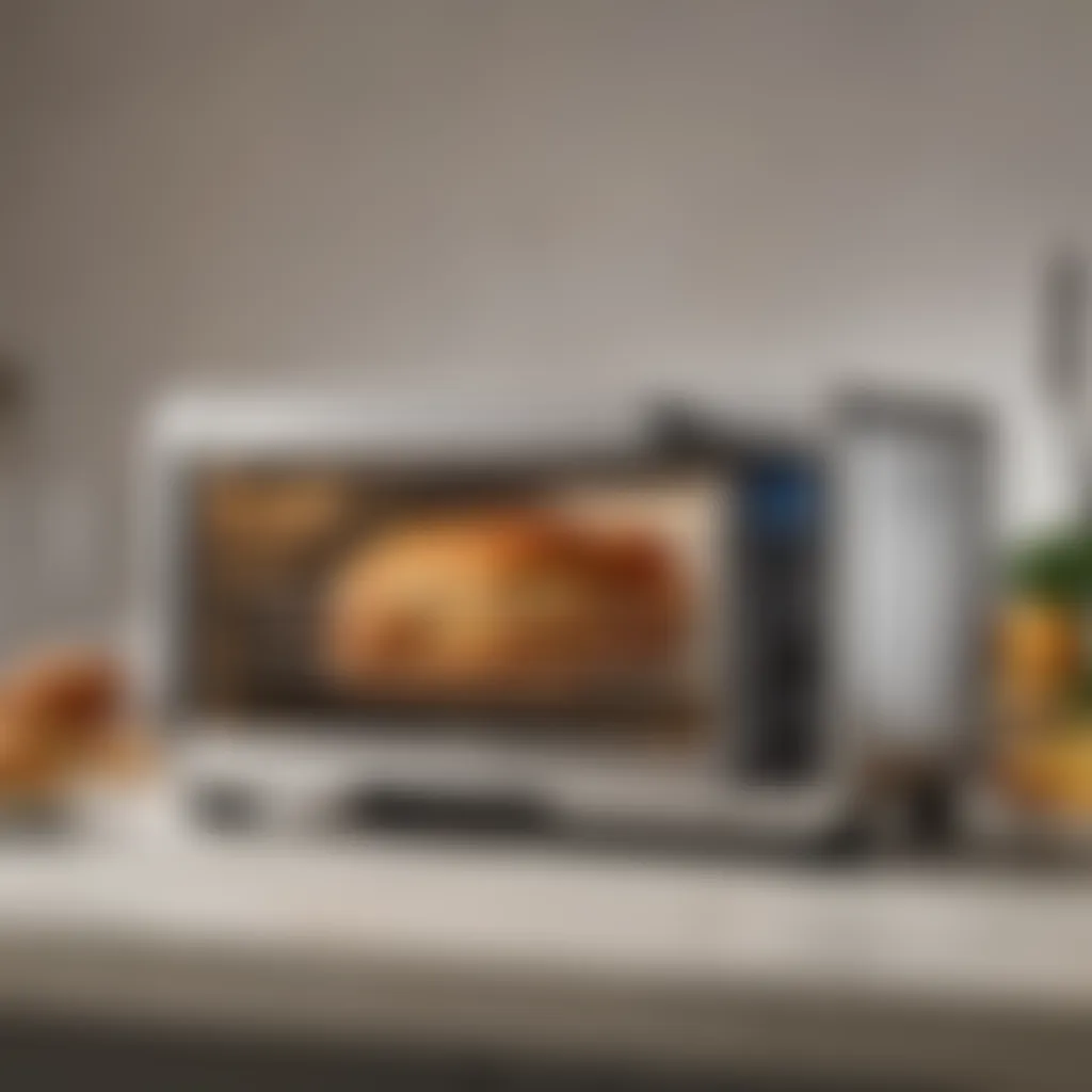 Modern air fryer toaster oven showcasing its sleek design and touchscreen interface