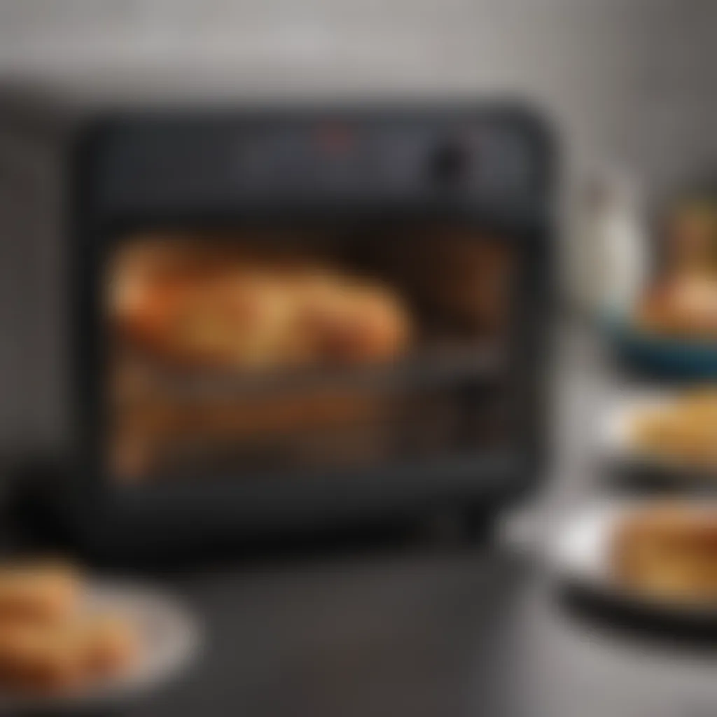 A variety of dishes prepared using the air fryer toaster oven highlighting its versatility