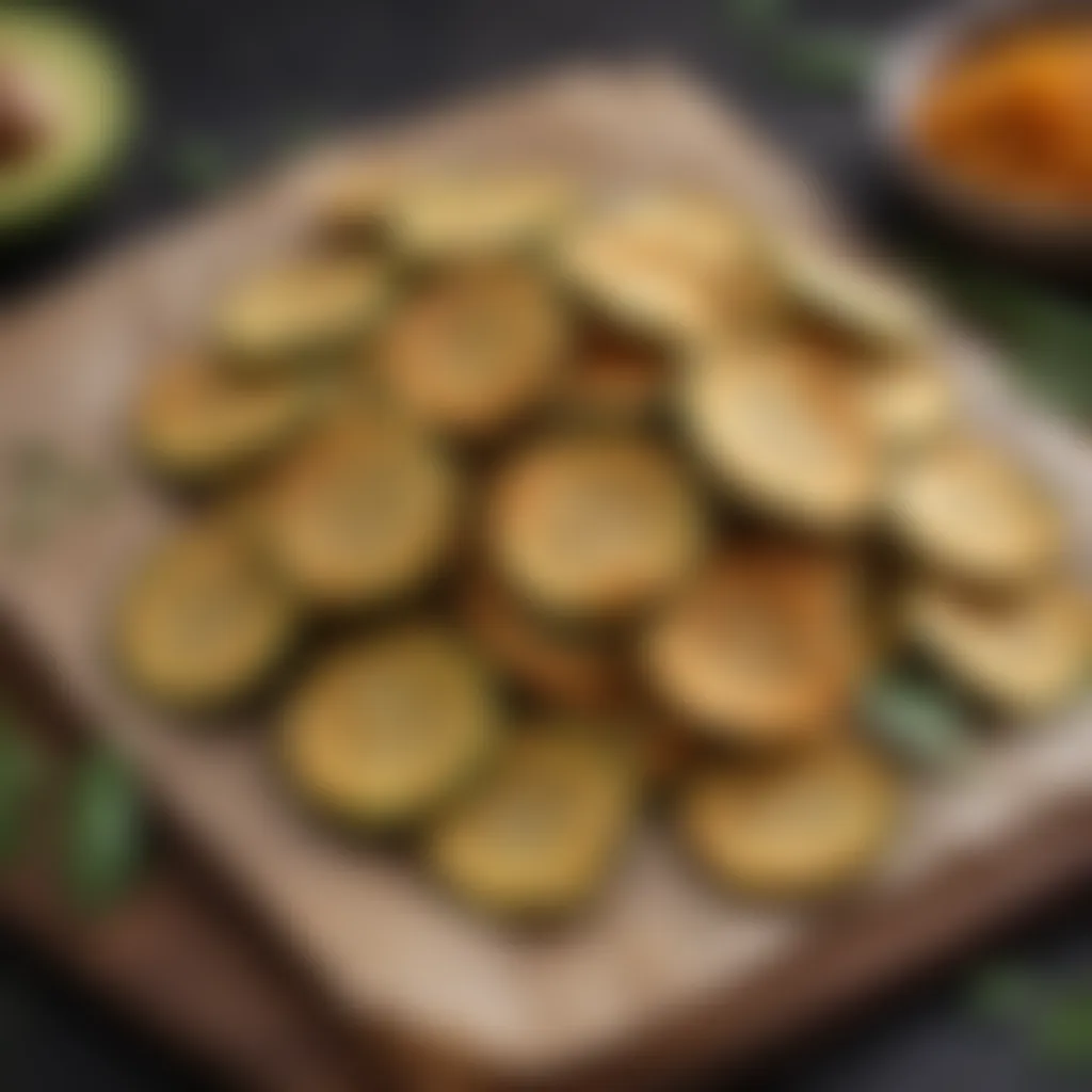 Air-fried zucchini chips garnished with herbs