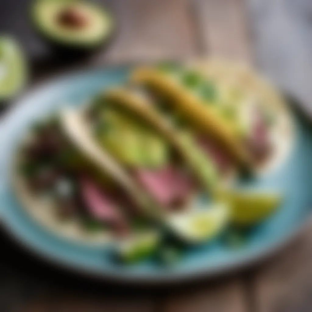 Savory Beef Tongue Tacos with Avocado Crema