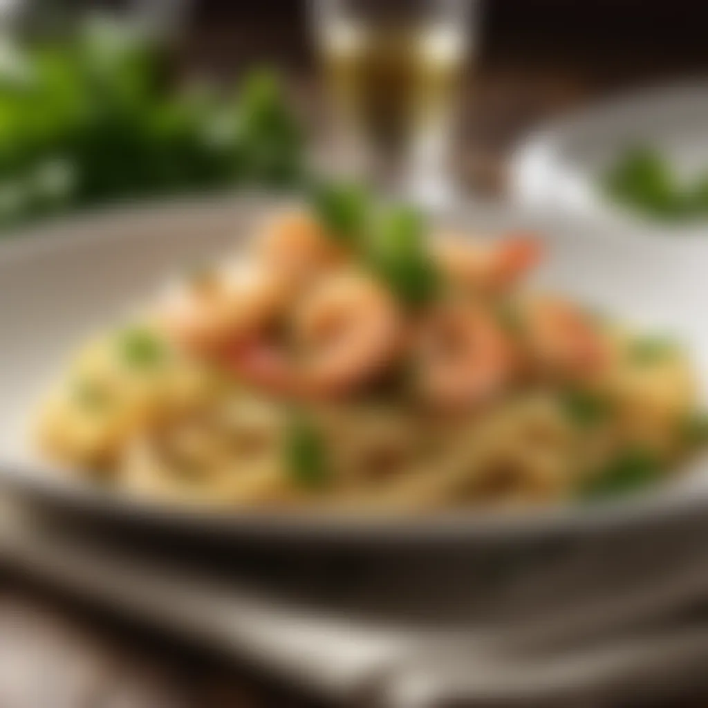 Garnishing Cajun shrimp pasta with fresh parsley