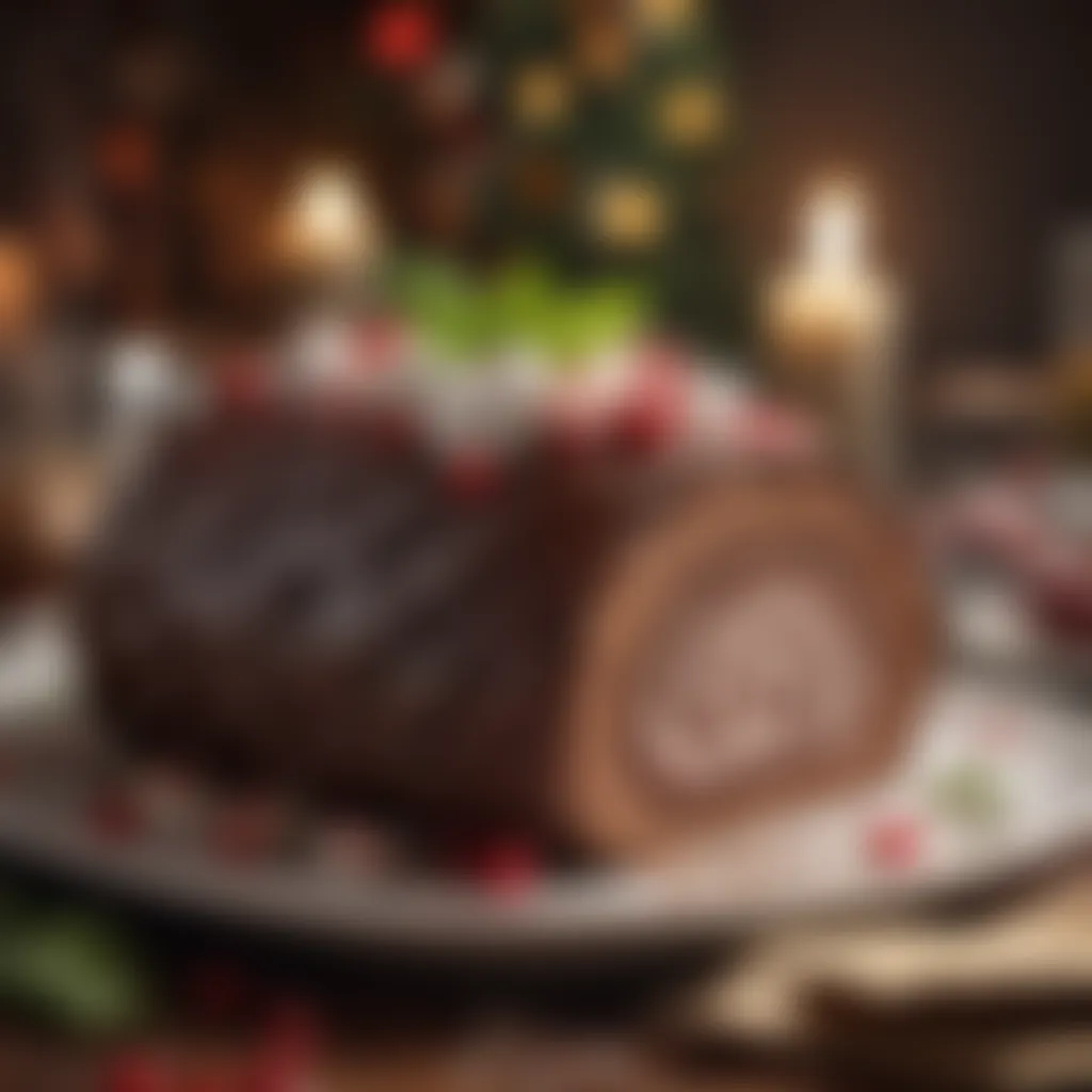 Exquisite Christmas Dinner Dish - Chocolate Peppermint Yule Log