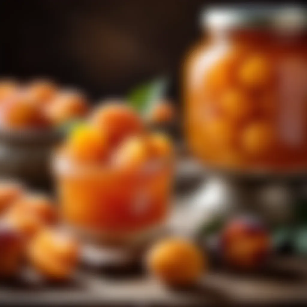 Artistic Apricot Preserves Display Armenian apricot preserves in decorative jar