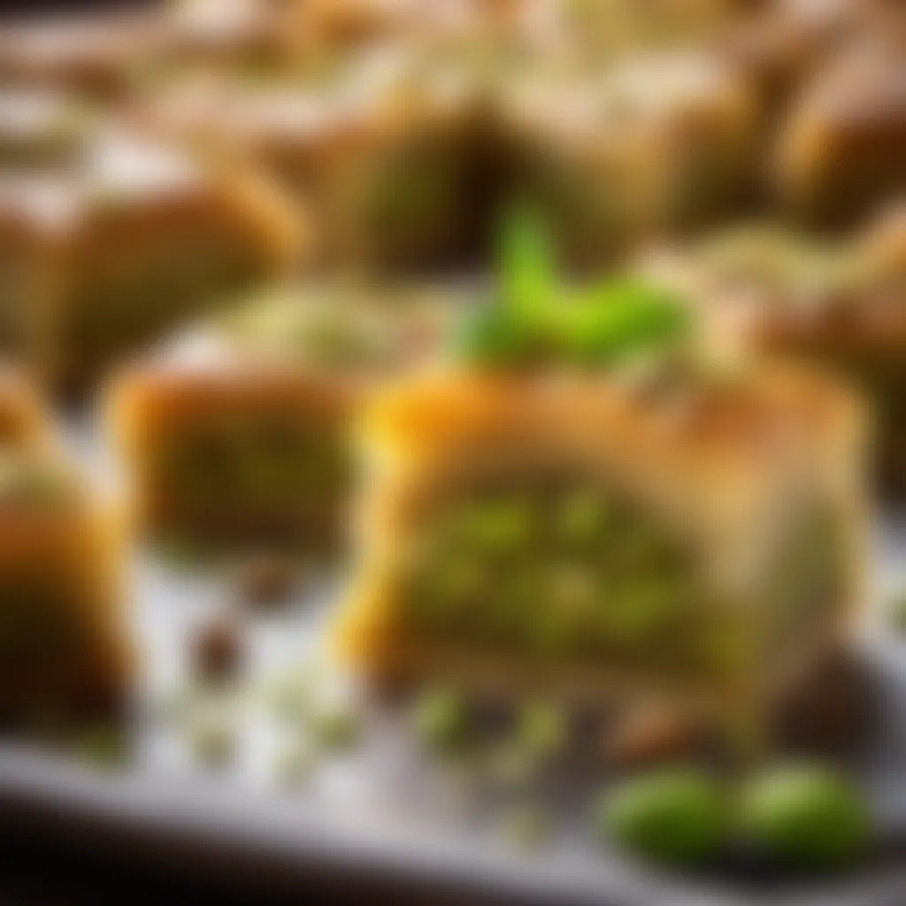 Armenian baklava dessert with pistachios