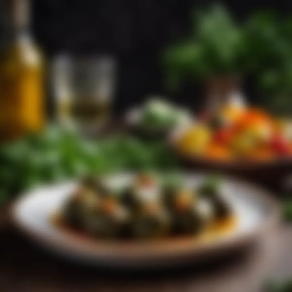 Dolma Delight with Fresh Herbs Armenian dolma served with fresh herbs