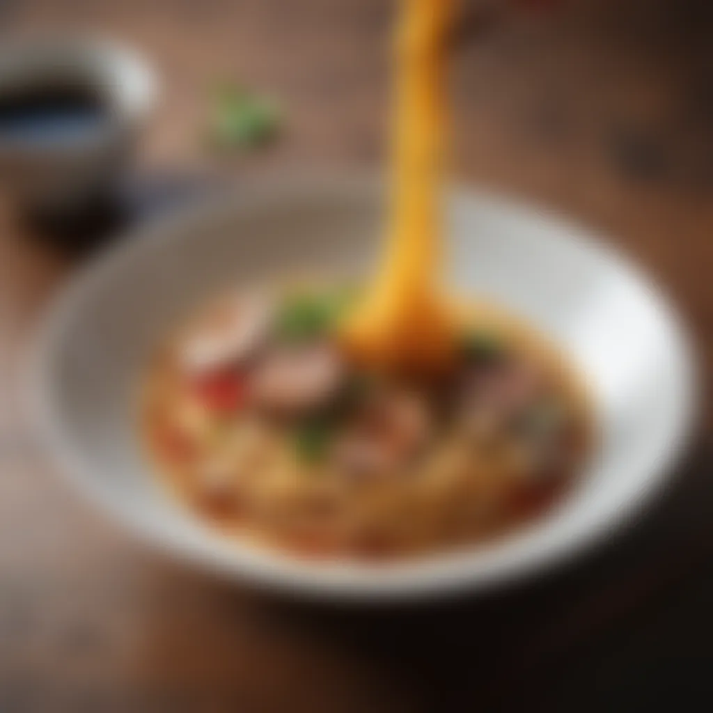Presenting a culinary masterpiece Exquisite plating of a gourmet Chinese noodle dish