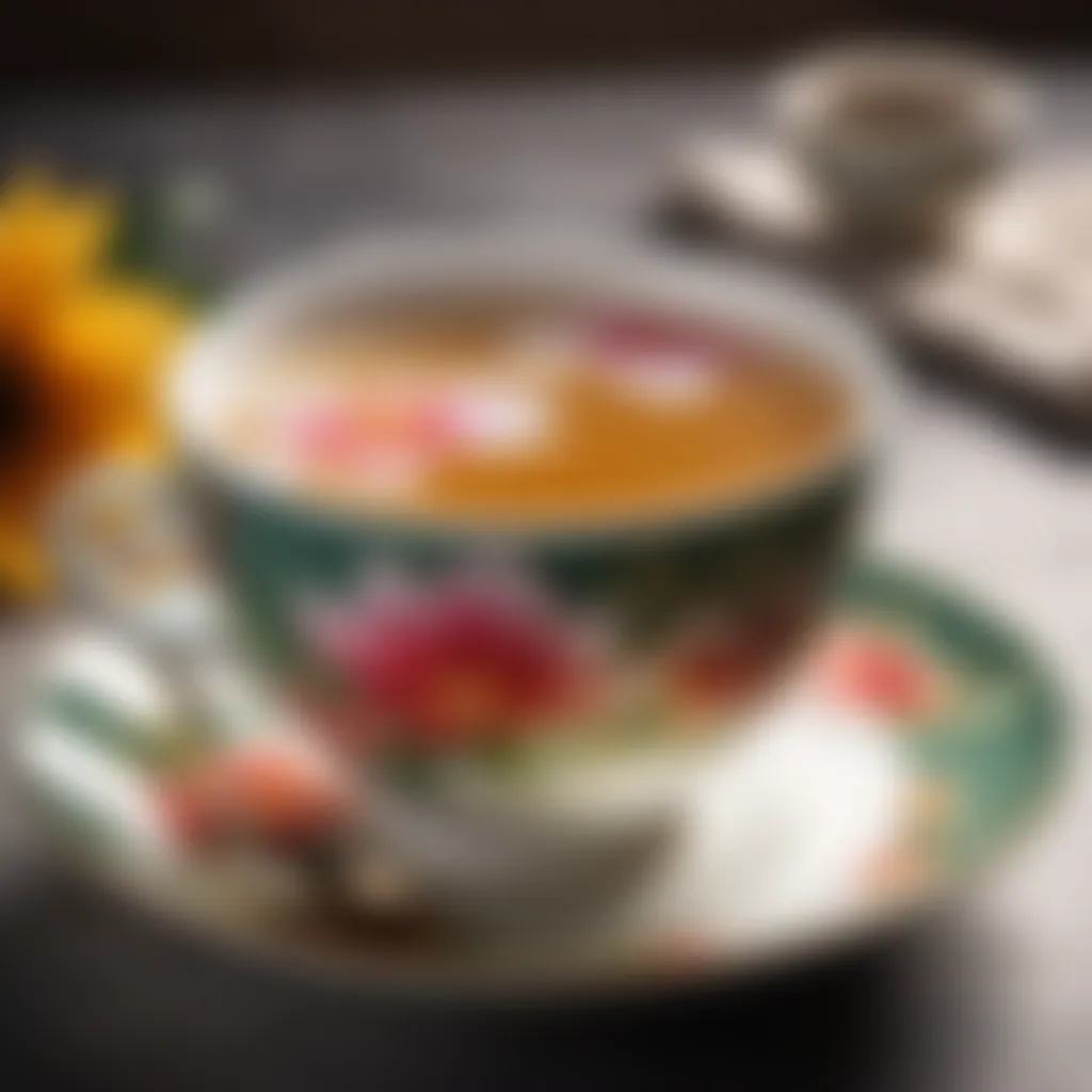 Artistic Hokkaido milk tea cup with delicate floral design