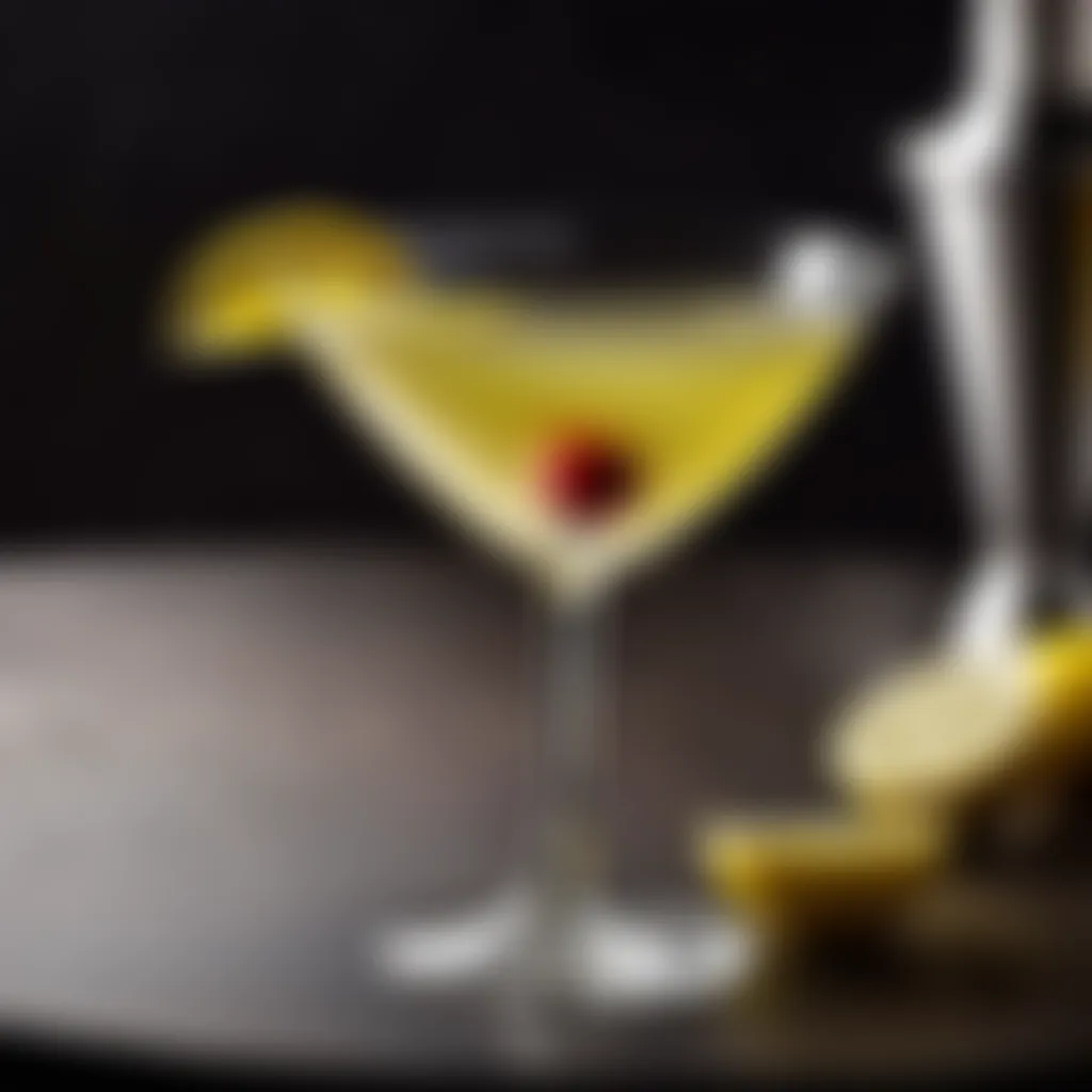 Exquisite martini glass with lemon twist