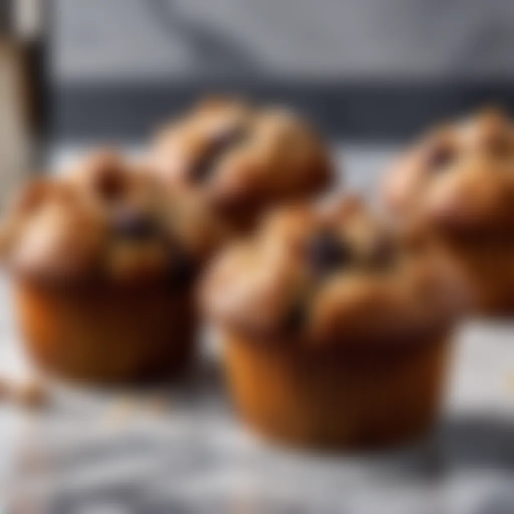 Exquisite muffins on a marble countertop