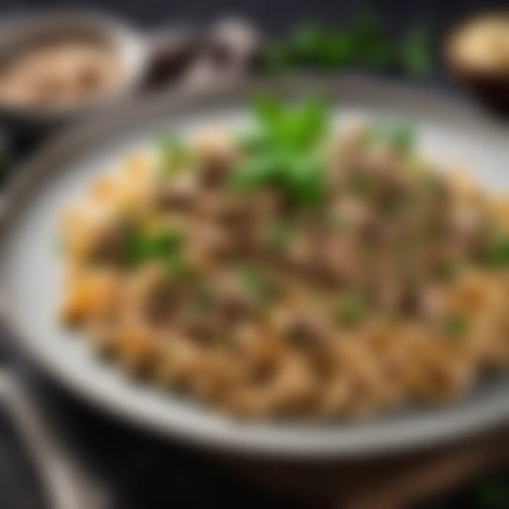 Innovative vegan stroganoff with plant-based protein