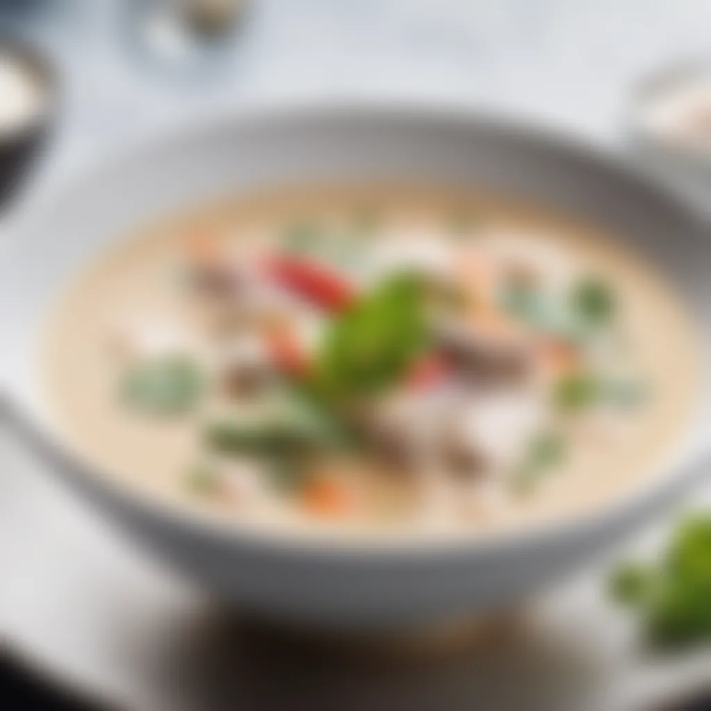 Bowl of homemade tom kha soup