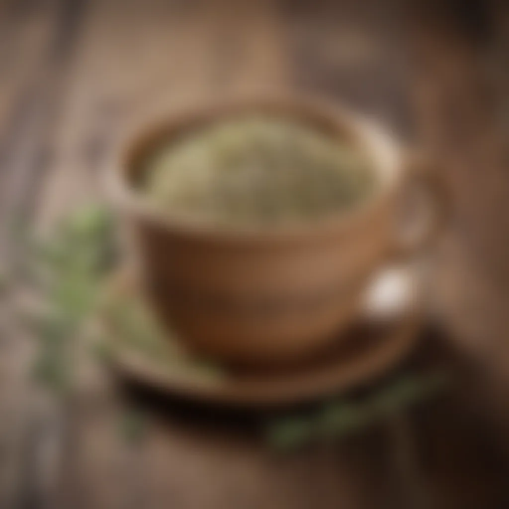 Fennel seed tea in a rustic ceramic cup