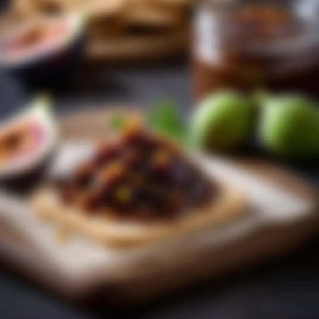 Fig Chutney Spread on a Cracker Fig chutney spread on a cracker