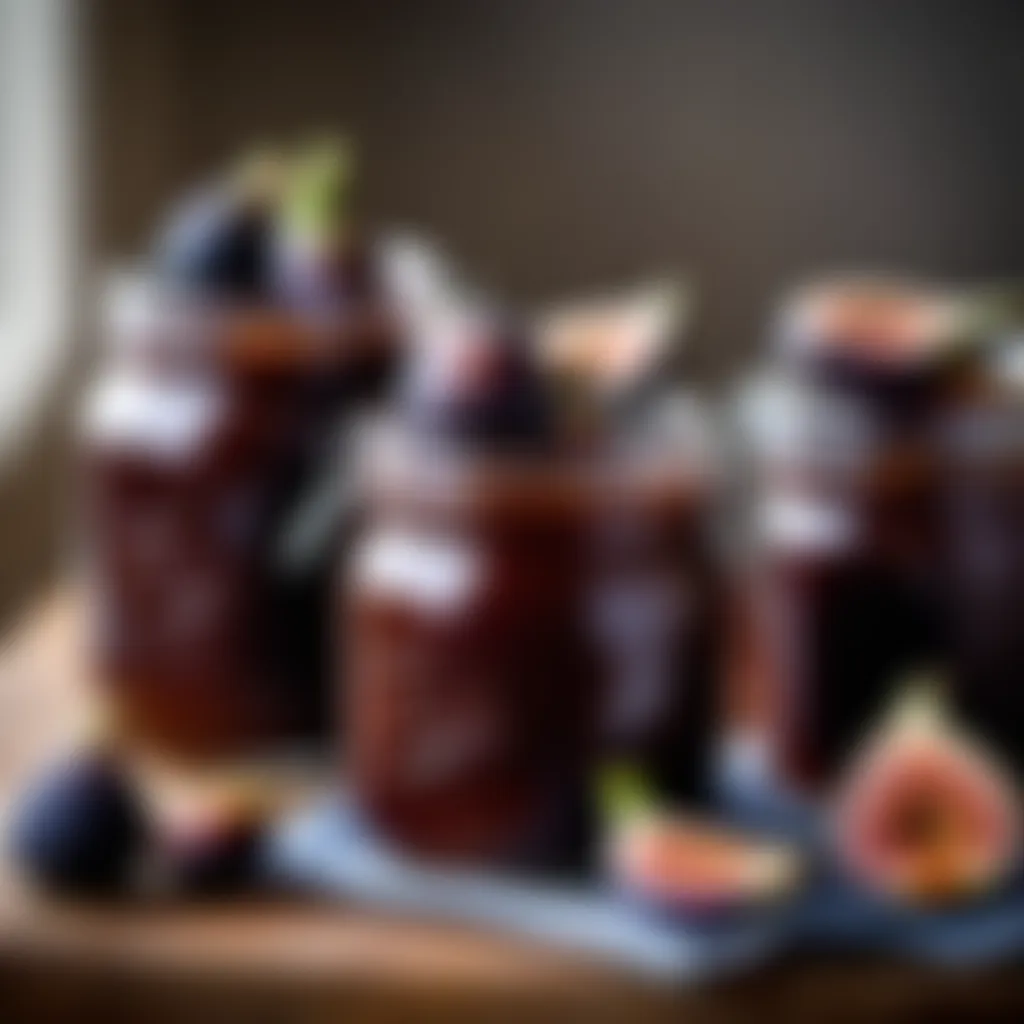 Jars of homemade fig chutney