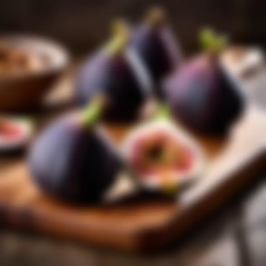 Fresh figs on a wooden cutting board