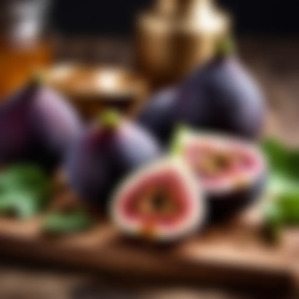 Fresh figs on a wooden cutting board