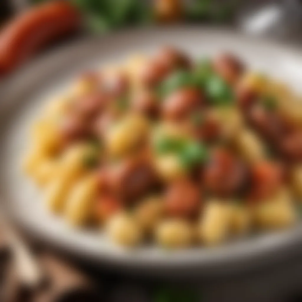 Beautifully Presented Gnocchi and Sausage Final Presentation