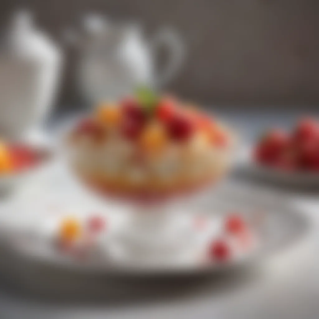 Sculpted dessert in delicate china dish