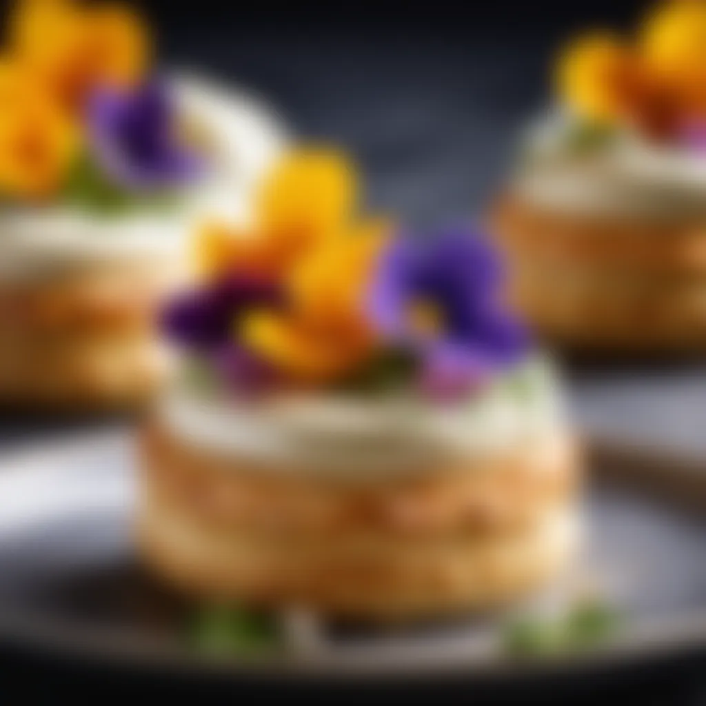 Finishing Touches on Vol Au Vent with Edible Flowers