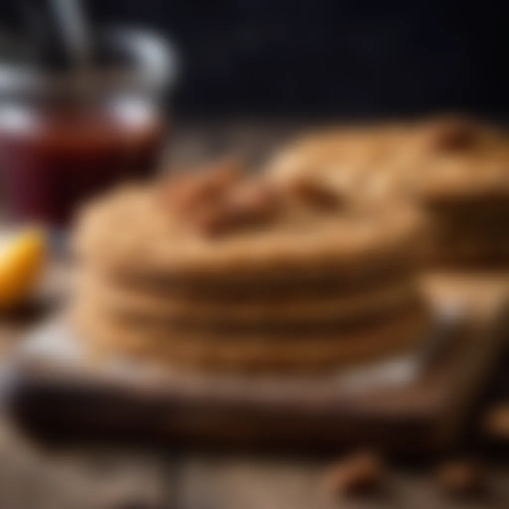 Freshly baked flapjacks on a rustic wooden cutting board