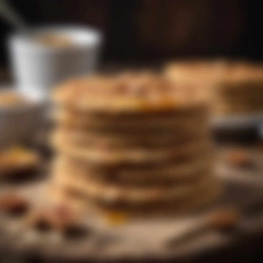 Flapjacks on a rustic wooden background