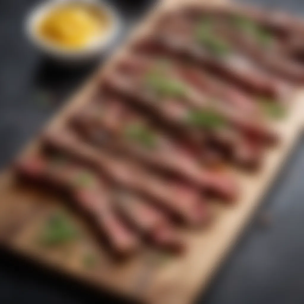 Freshly marinated beef tapa strips with aromatic herbs and spices