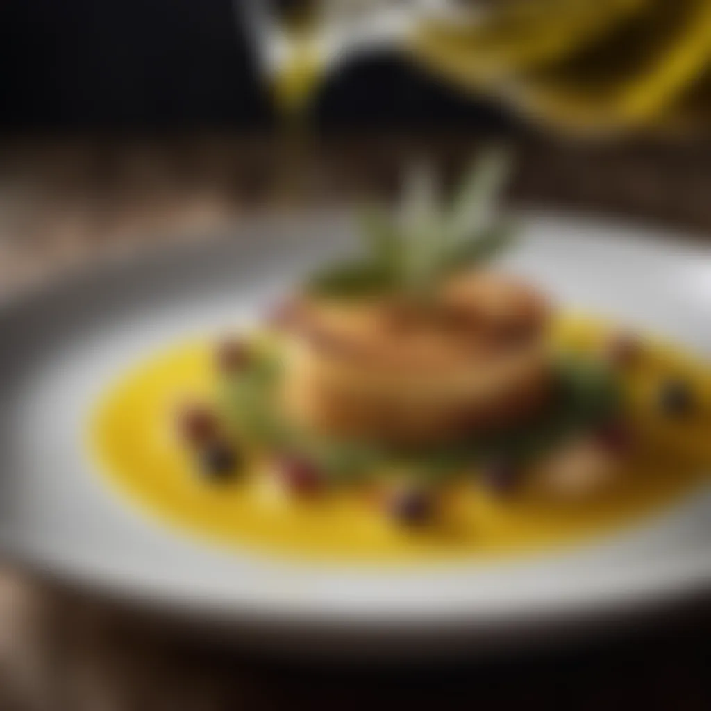 Artistic portrayal of dishes enhanced with olive oil flavors