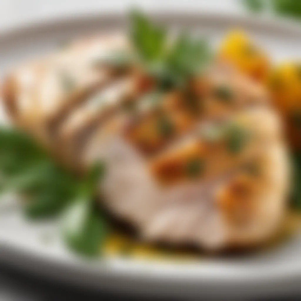 Cooked chicken breast with herbs