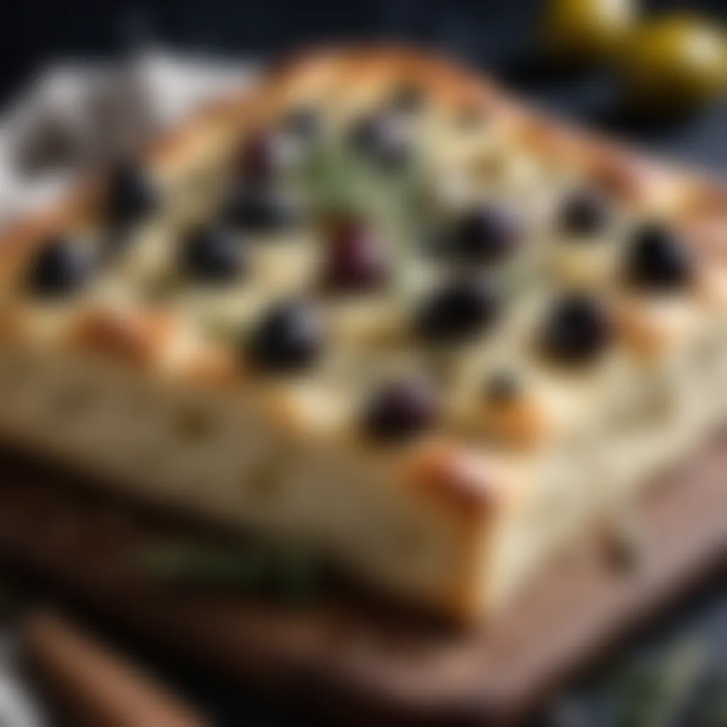 Focaccia Bread with Olives and Parmesan Cheese