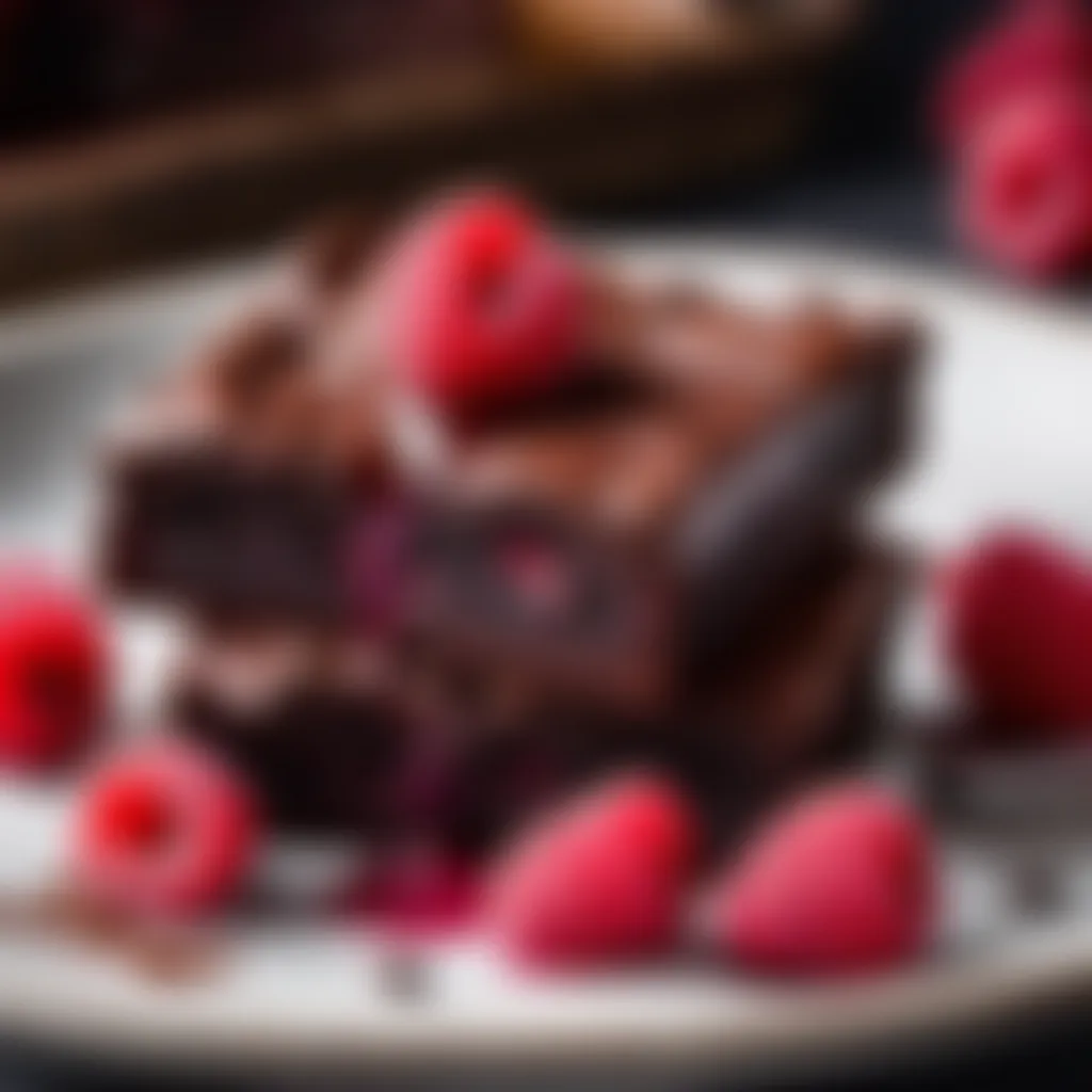 Fresh raspberries being gently folded into brownie batter