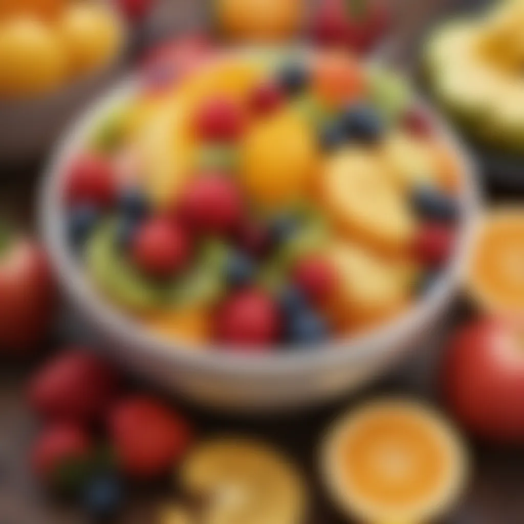 A vibrant bowl of assorted fruits rich in fiber and antioxidants