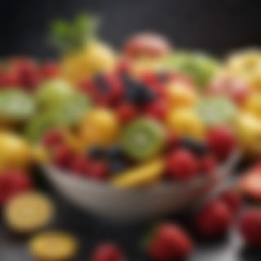 A vibrant assortment of fresh fruits rich in antioxidants and fiber.