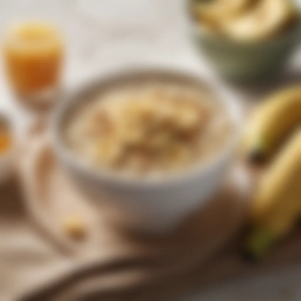 A bowl of soothing oatmeal topped with bananas and honey