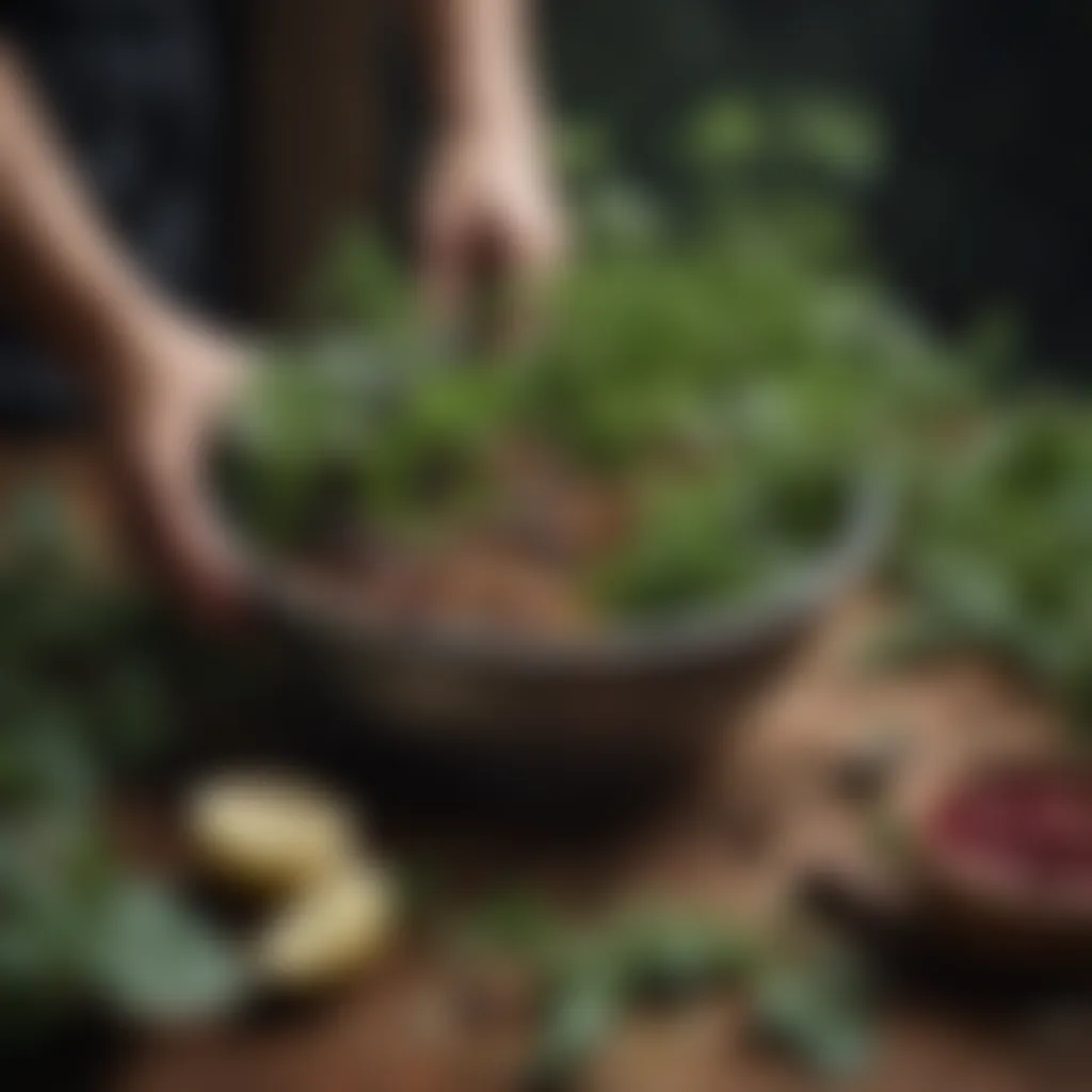 Foraged wild herbs and plants