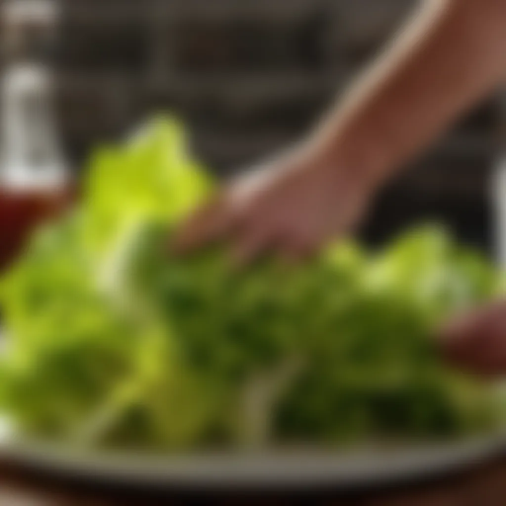 Fresh crispy lettuce being hand-picked