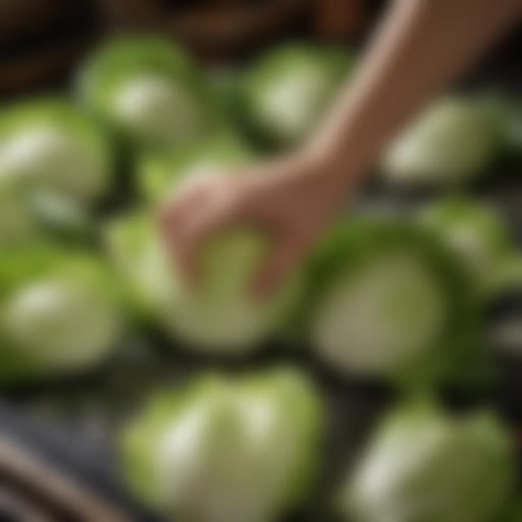 Fresh organic Napa cabbage leaves for making kimchi