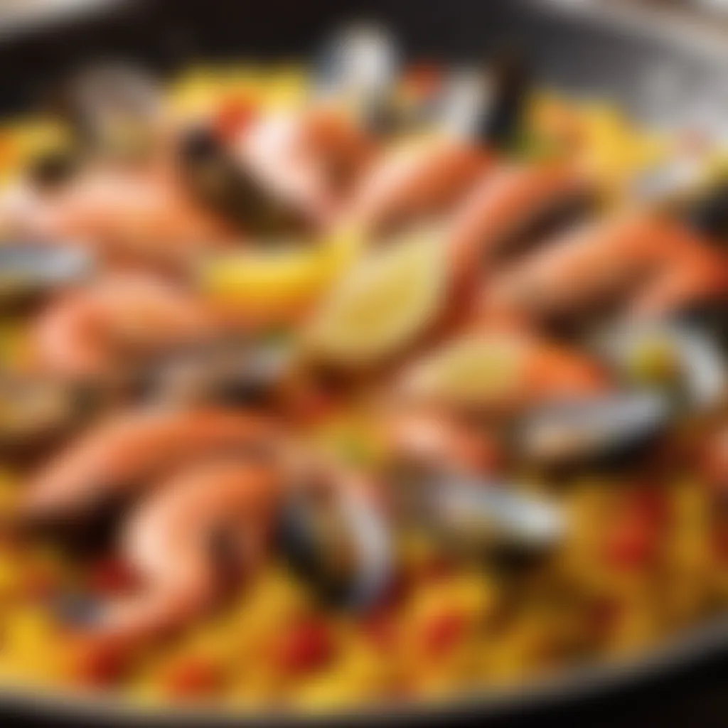 Fresh seafood for paella