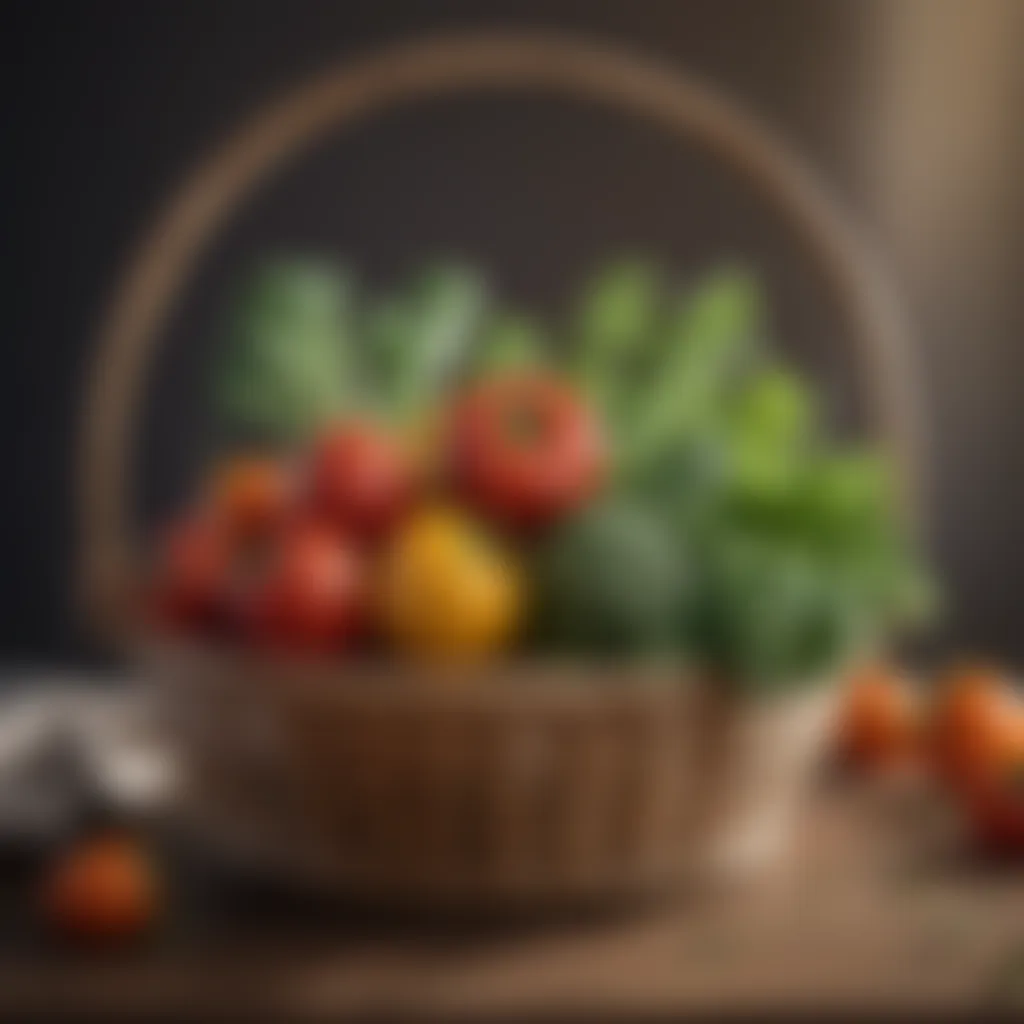 Fresh vegetables arranged beautifully in a basket