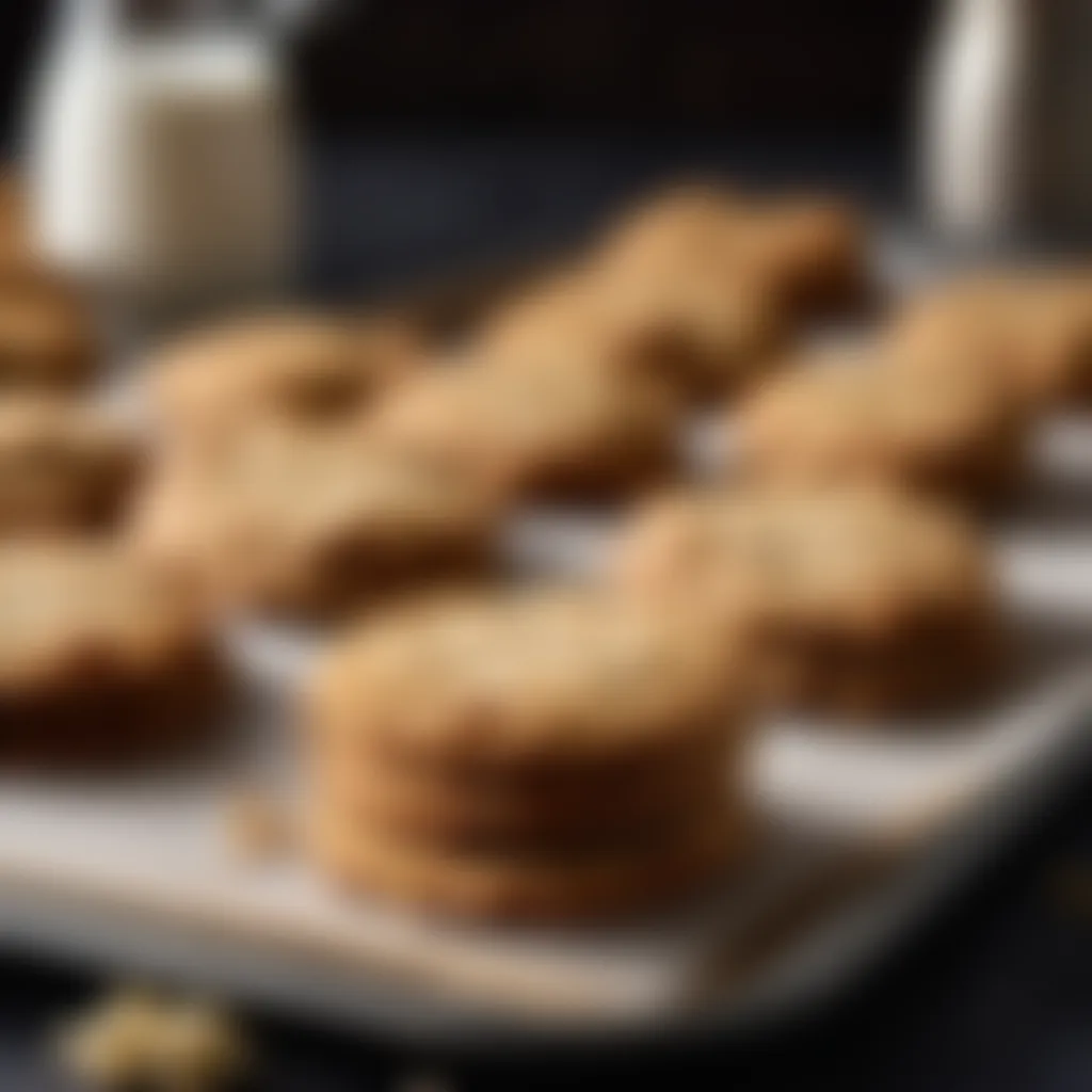 Baking tray with freshly baked ANZAC biscuits cooling off