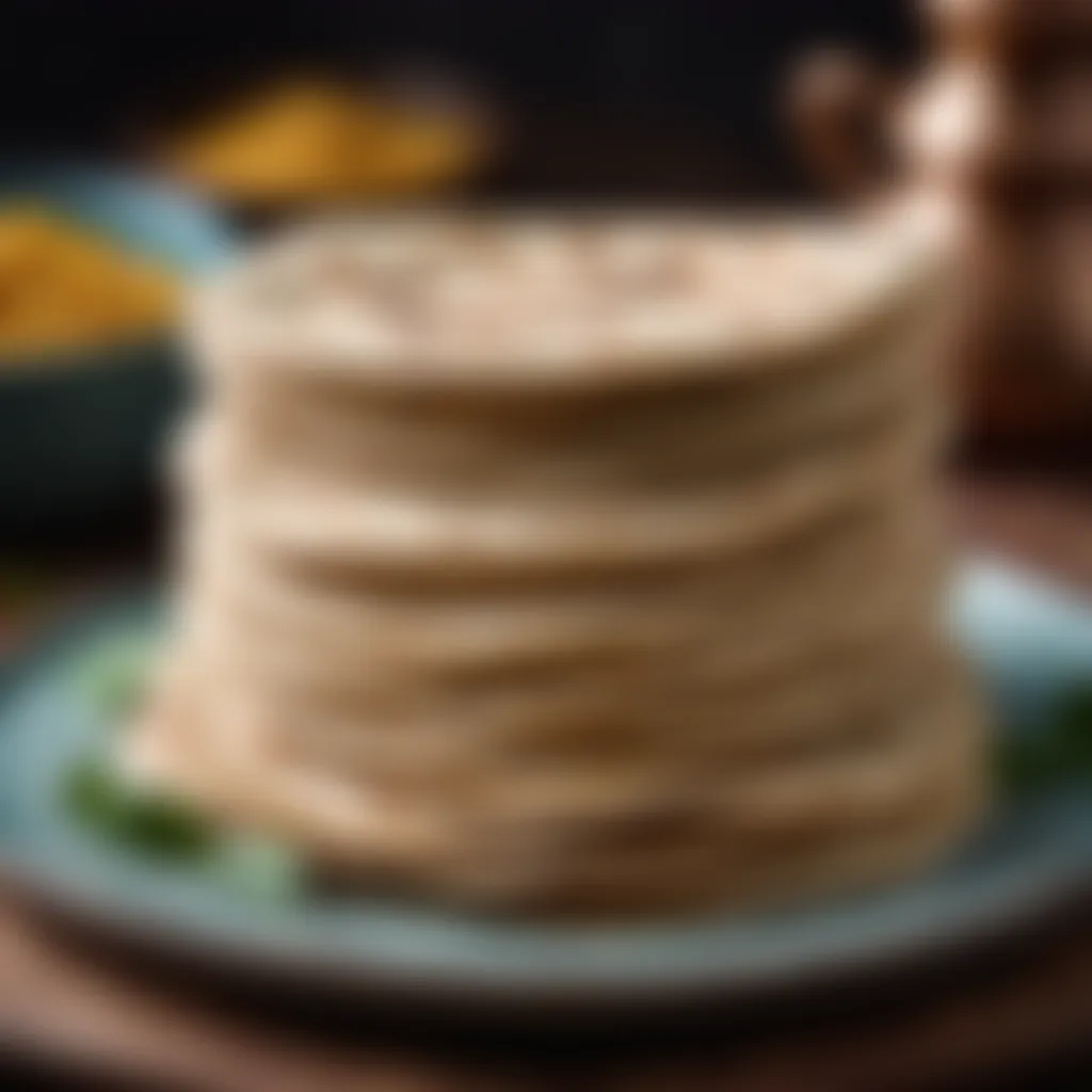 Freshly baked chapatis stacked beautifully on a ceramic plate