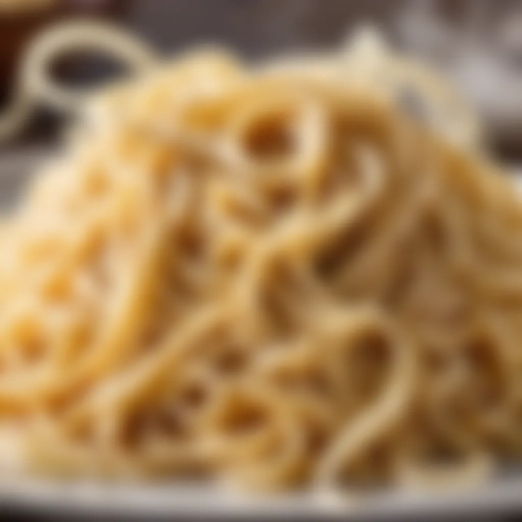 A close-up shot of freshly cooked knife cut noodles