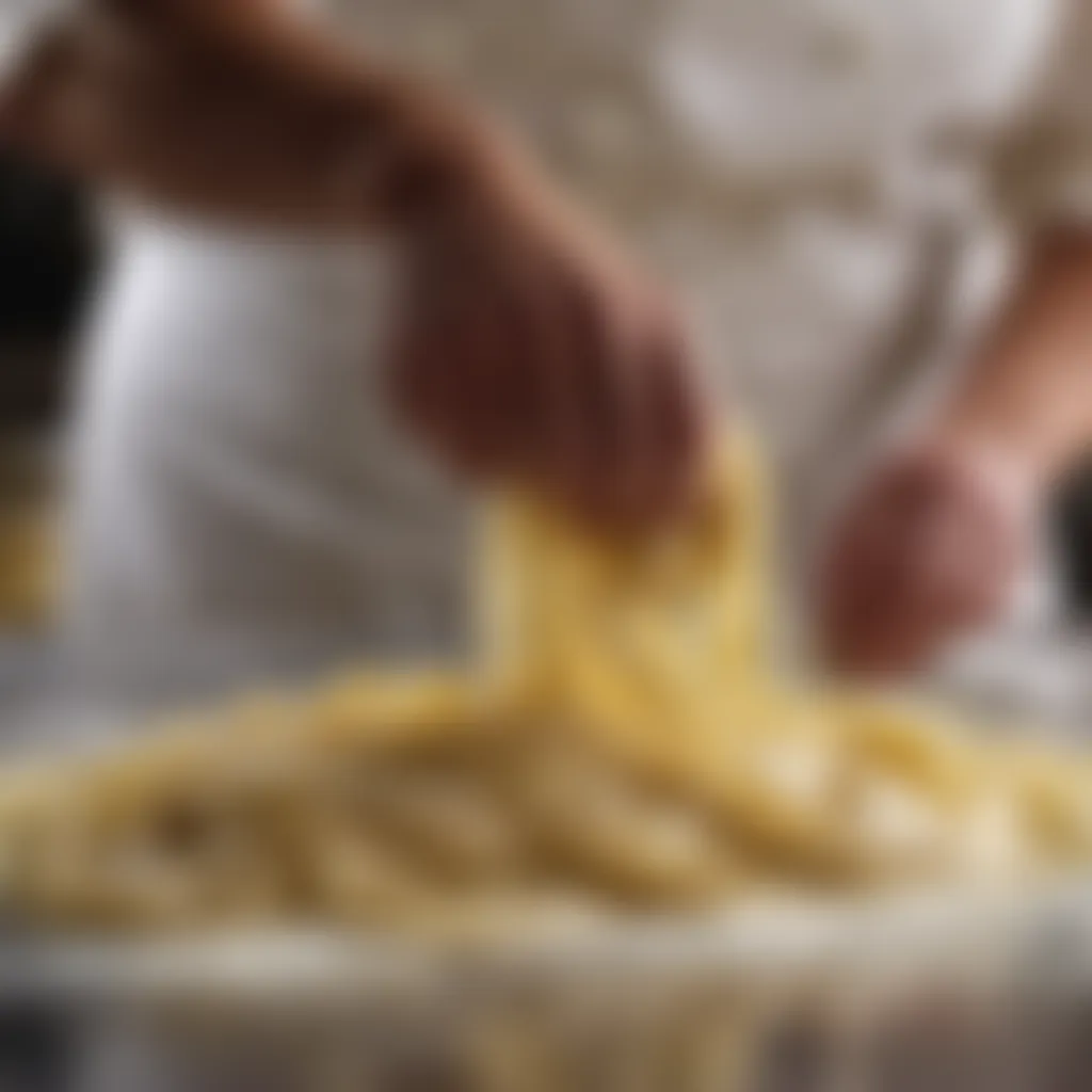 Freshly-made fettuccine dough